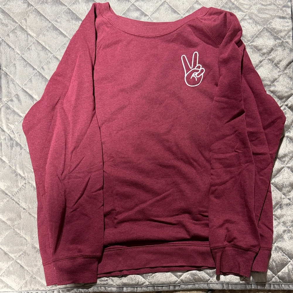 Old Navy Burgundy Sweatshirt with Peace Sign